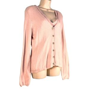 Silk & Cashmere Blend Cardigan & Tank Set, Light Pink, Powder Pink, Size Medium